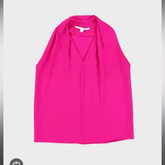 Dvf Nwt pink reagan top blouse in gardenia L satin pleated boho spring designer - Picture 1 of 5